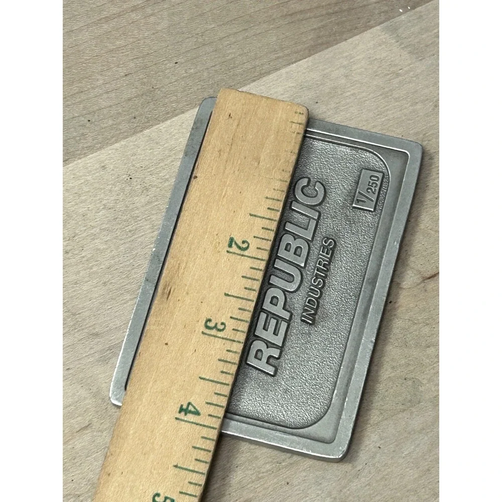Vintage Republic Industries Metal Desk Paperweight Plaque Limited 1/250 Logo‎